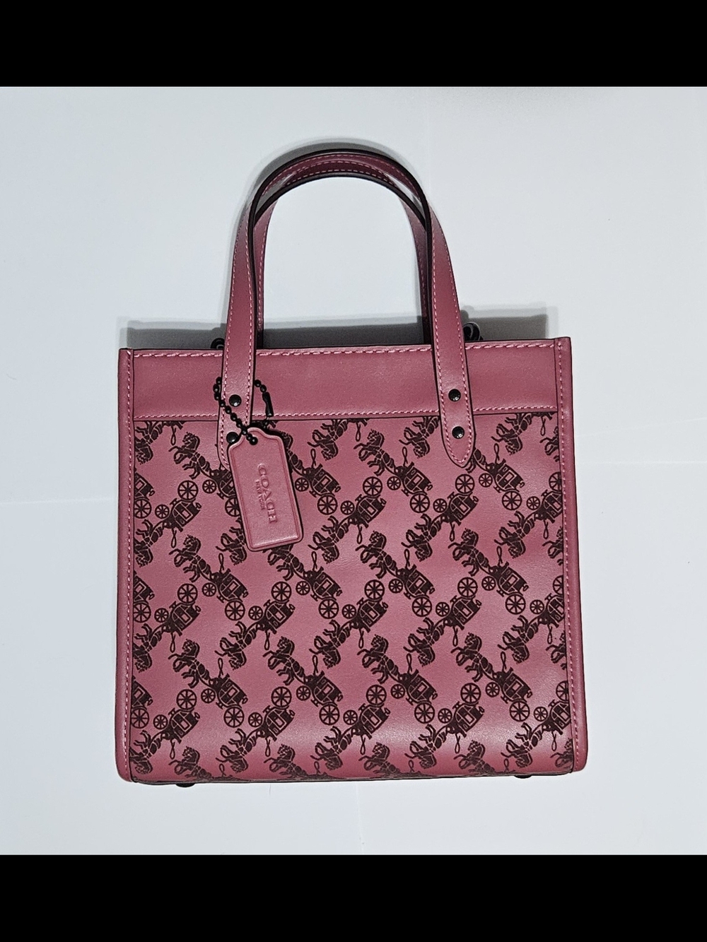 Coach Field Tote Bag 22 With Velvet Horse And Carriage in Rouge CD750 - Picture 7 of 16